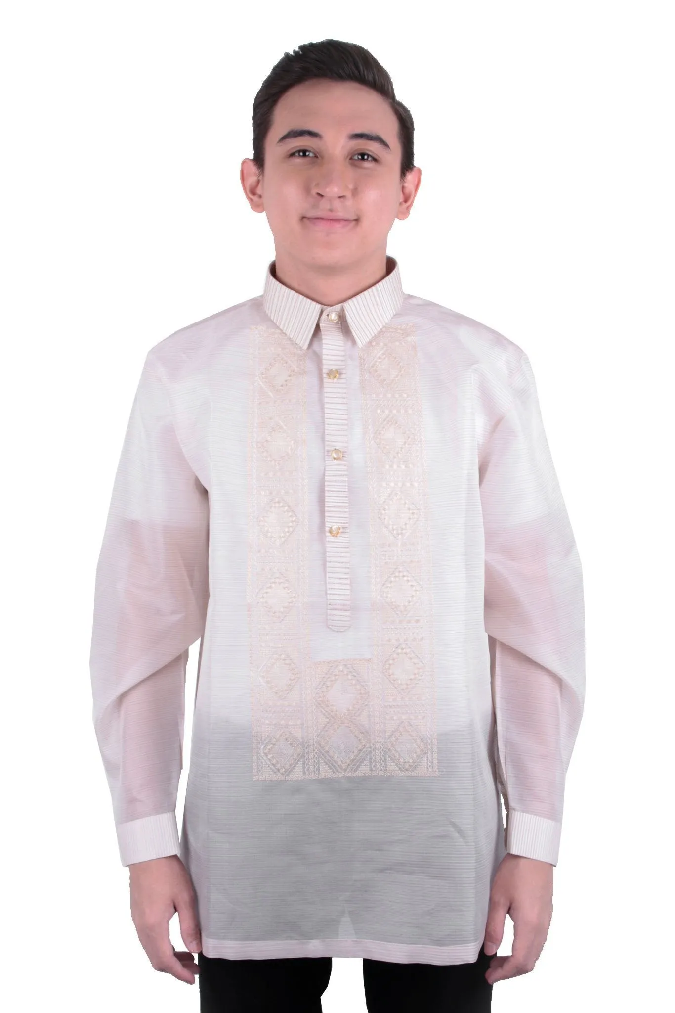 MJ36 - MADE-TO-ORDER - Jusi Pina Barong Tagalog Ethnic Stripe