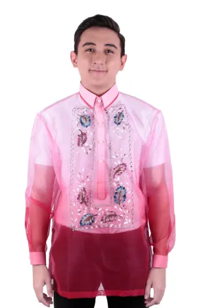 MO19 - MADE-TO-ORDER - Organza Painting Barong Tagalog Red