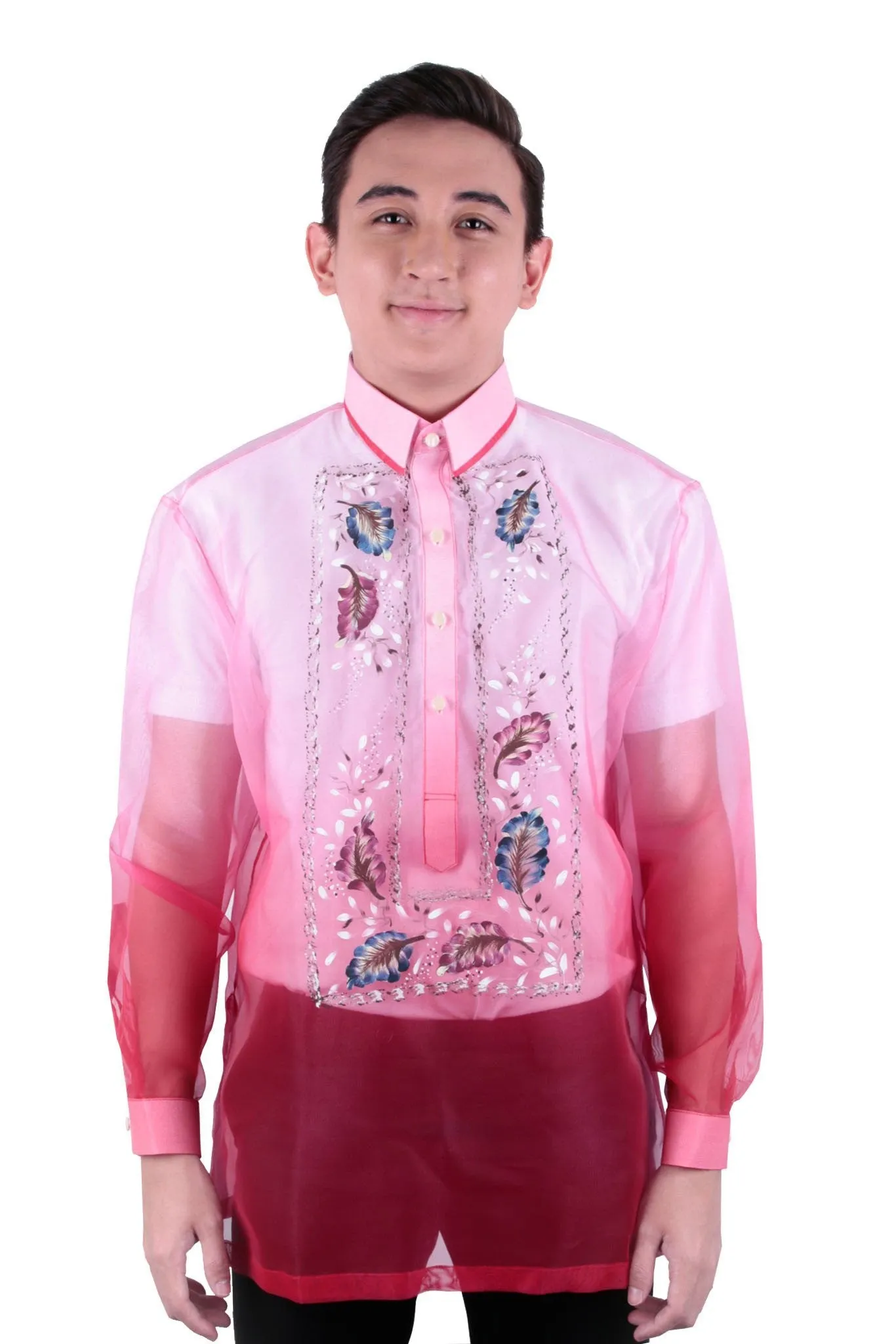 MO19 - MADE-TO-ORDER - Organza Painting Barong Tagalog Red