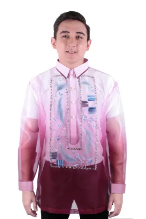 MO20 - MADE-TO-ORDER - Organza Painting Barong Tagalog Maroon