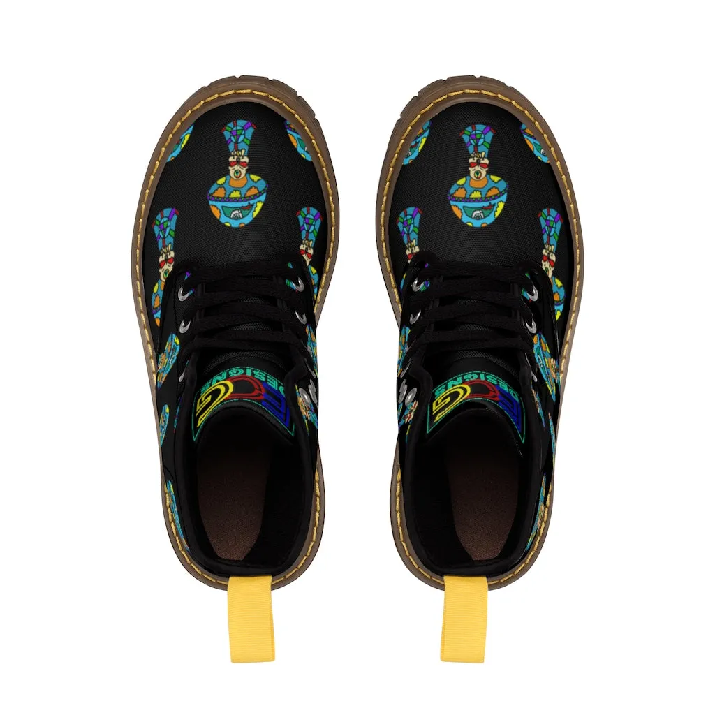 Multicolored Skull Shroom Women's Canvas Boots