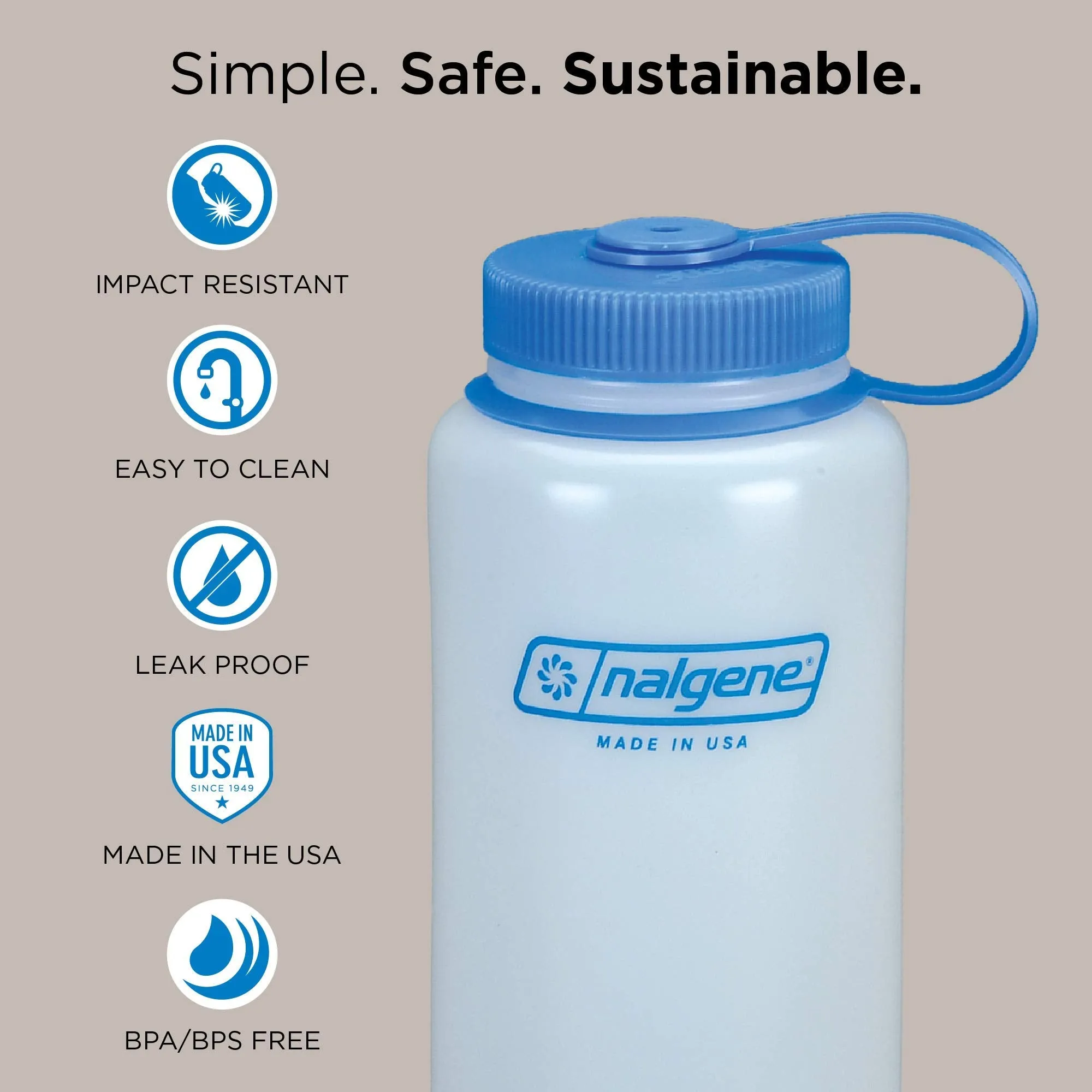 Nalgene Combo 48 oz GREY Silo Tritan Wide Mouth Hydration Bottle with Blue Ca...