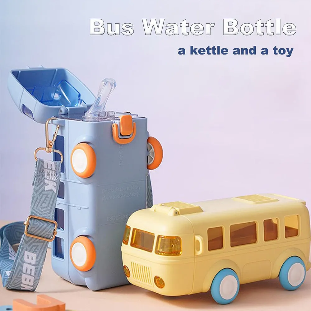 (NET) Cute Bus Water Bottle with Shoulder Strap 550 ml