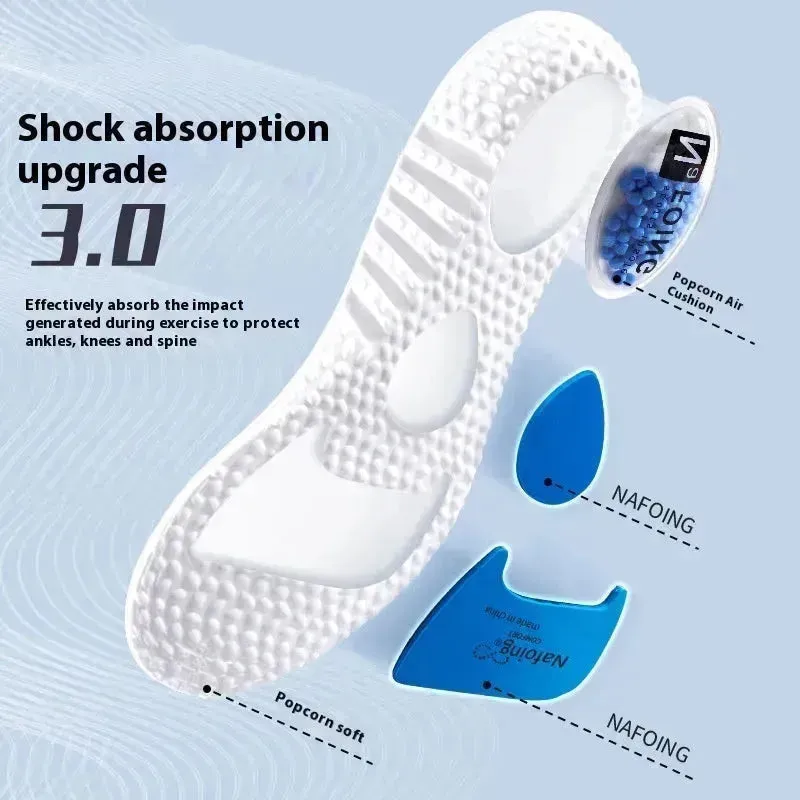 New Sport Insoles For Shoes High Elasticity Triple Shock Absorbing Sole Pad PU Memory Foam Air-cushion Super Soft Sneakers Soles