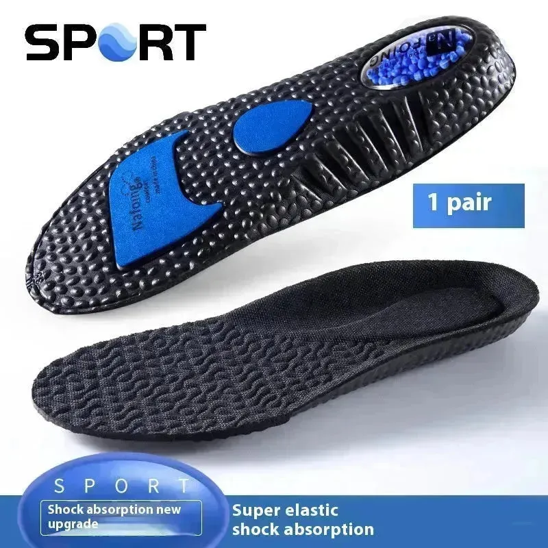 New Sport Insoles For Shoes High Elasticity Triple Shock Absorbing Sole Pad PU Memory Foam Air-cushion Super Soft Sneakers Soles