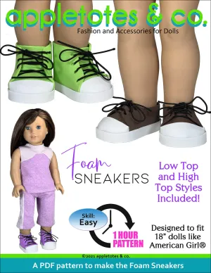 No-Sew Foam Sneakers 18 Inch Doll Pattern