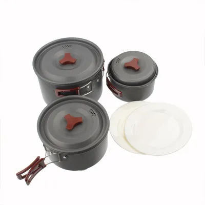 Outdoor Camping Ultra Light Weight 9 Piece Cookware Stackable Set