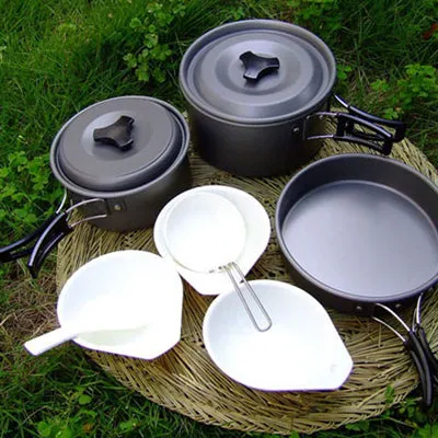 Outdoor Camping Ultra Light Weight 9 Piece Cookware Stackable Set