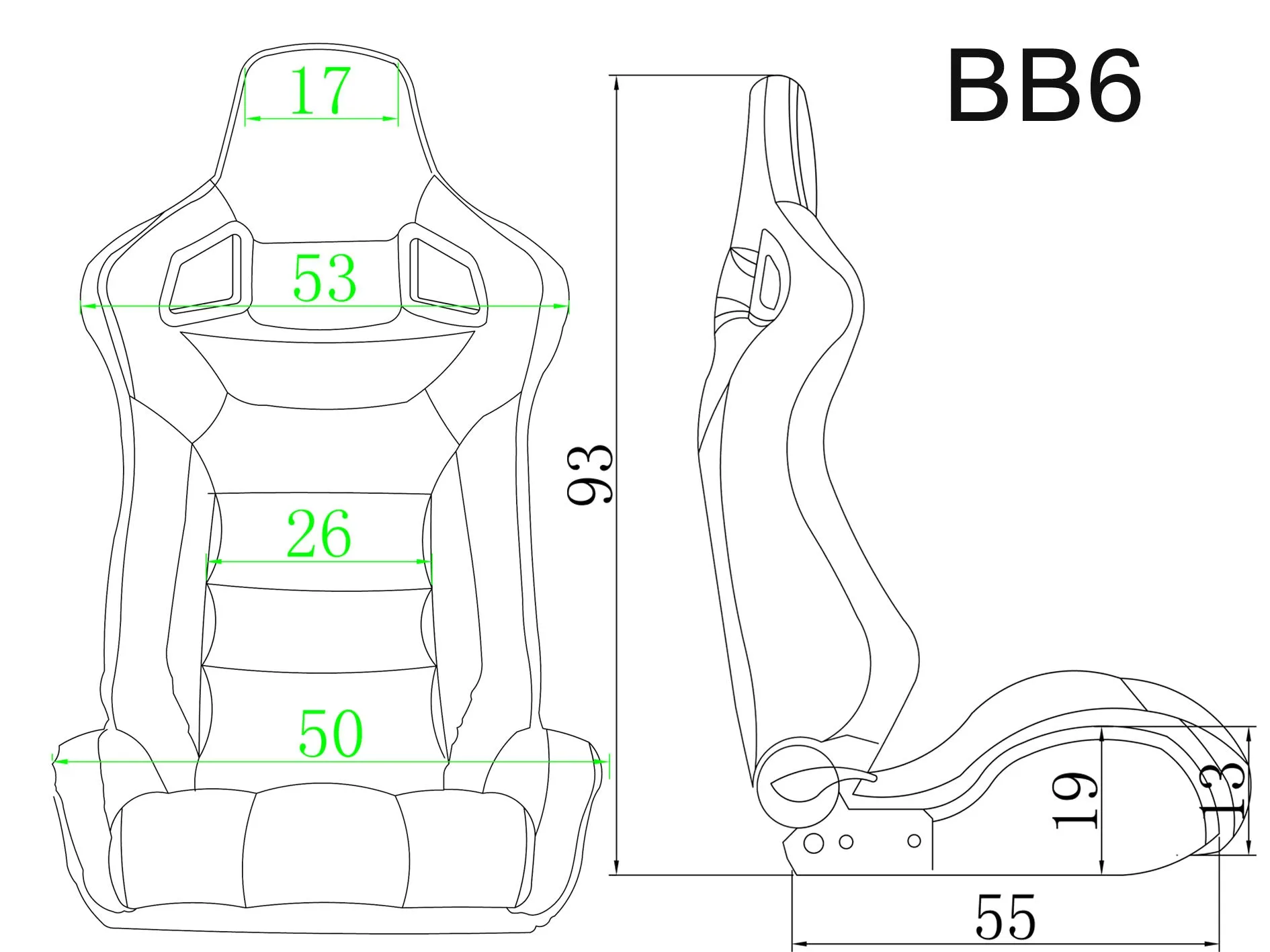 Pair BB6 Diamond Stitch / Alcantara Bucket Sports Seats   Runners