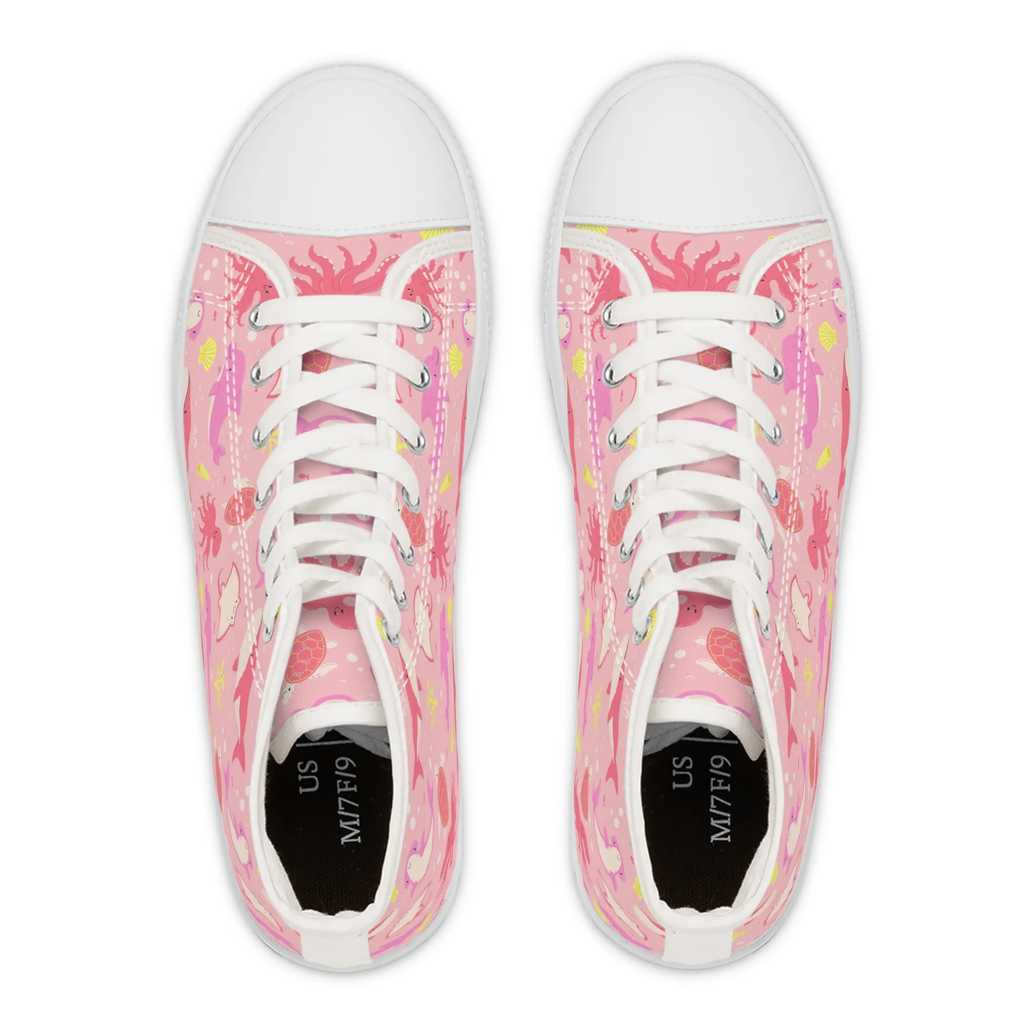 Pink Ocean Sea Life Women's High Top Sneakers