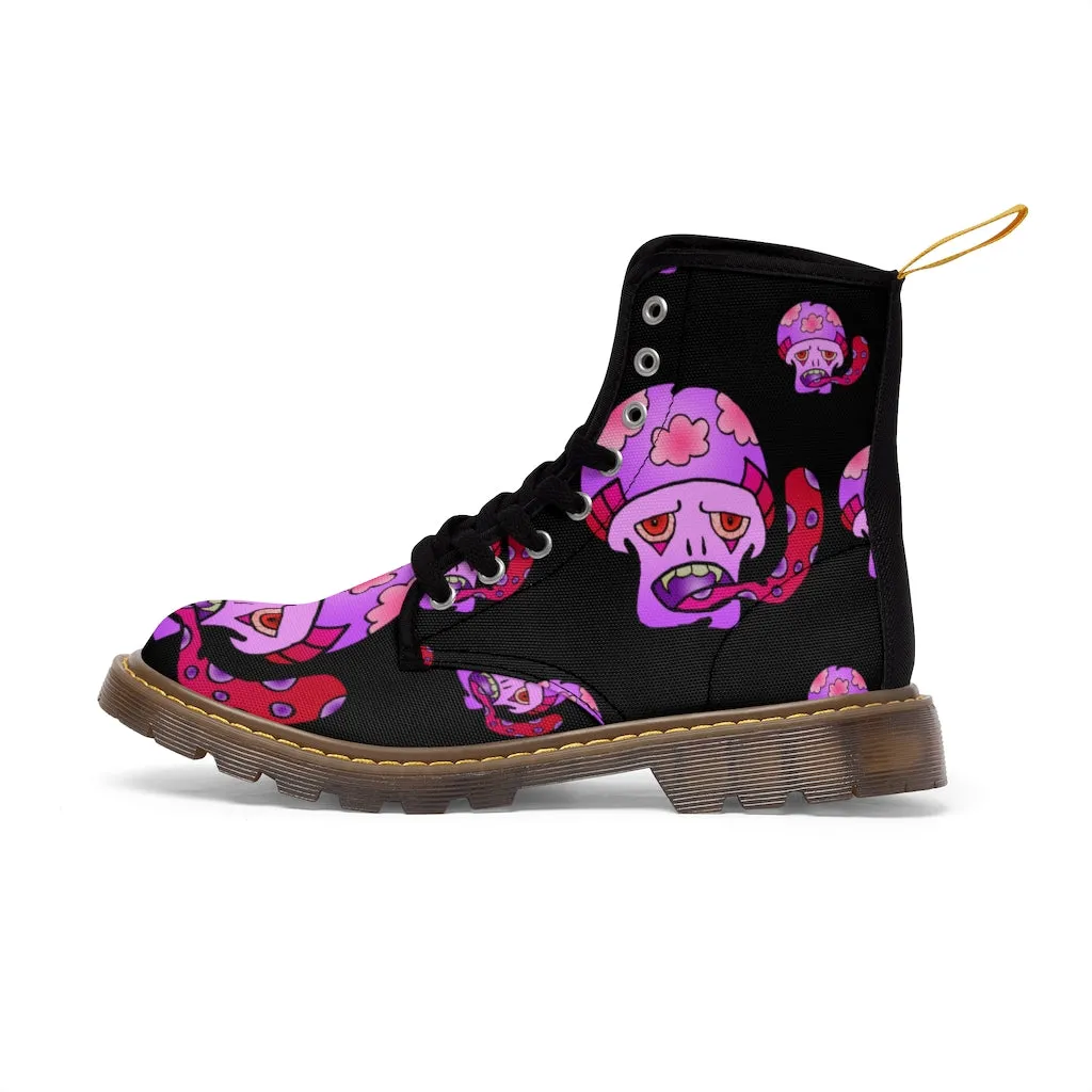 Pink Shroom Women's Canvas Boots