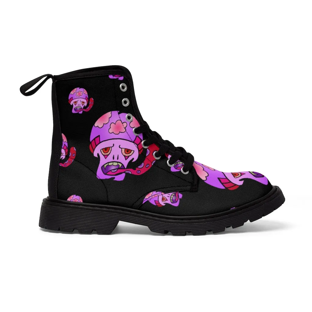 Pink Shroom Women's Canvas Boots