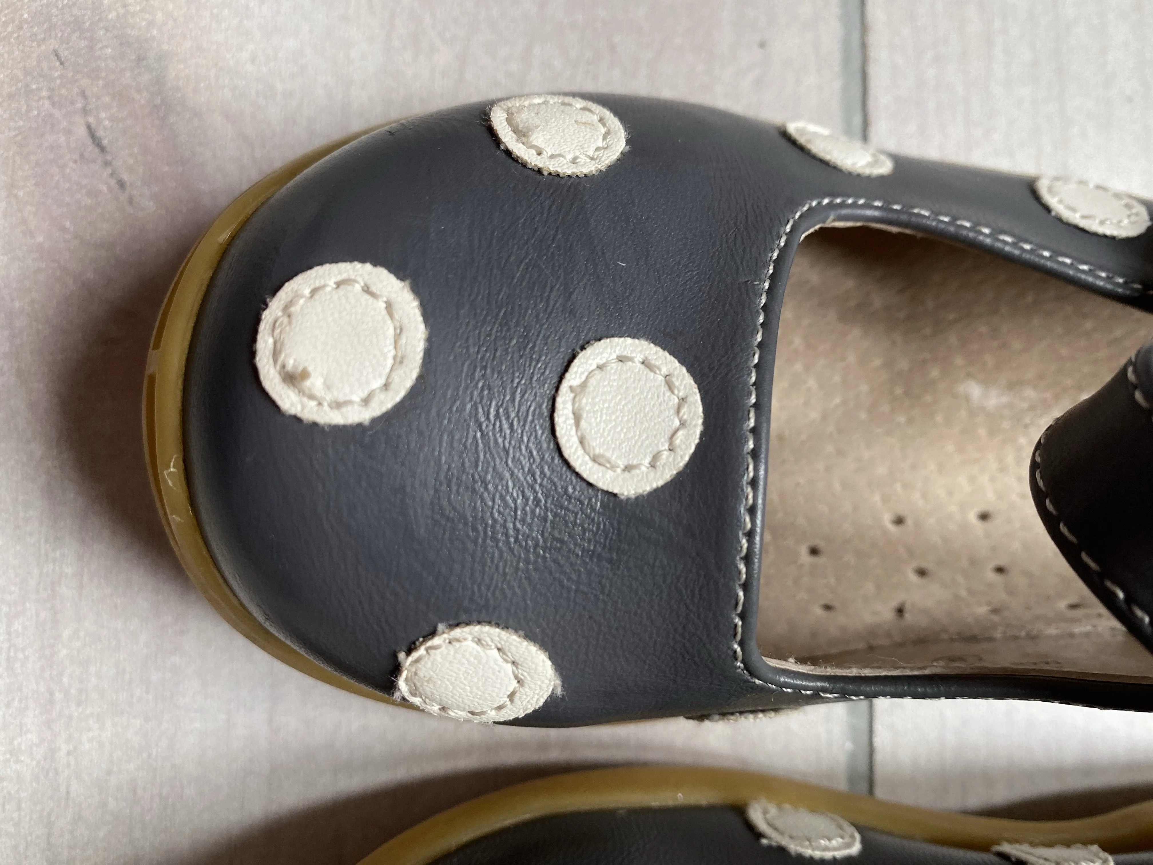 PJ's Gray Polka Dot Velcro Shoes