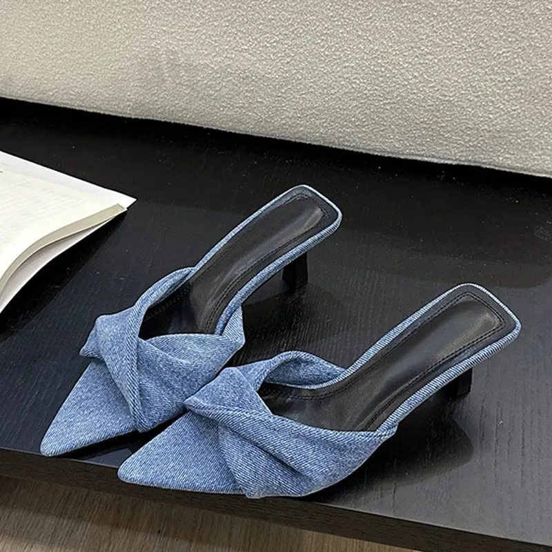 Pointed toe Low Thin kitten Heel mules