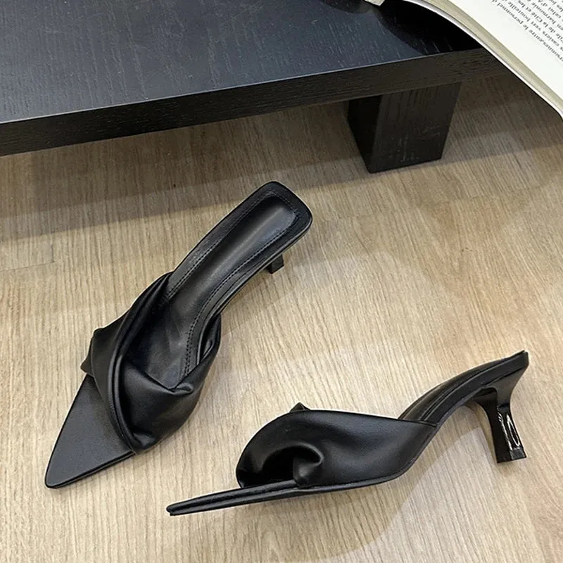 Pointed toe Low Thin kitten Heel mules