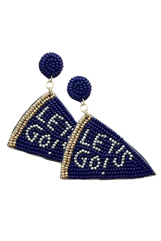 "Let's Go!" Beaded Pennant Flag Earrings