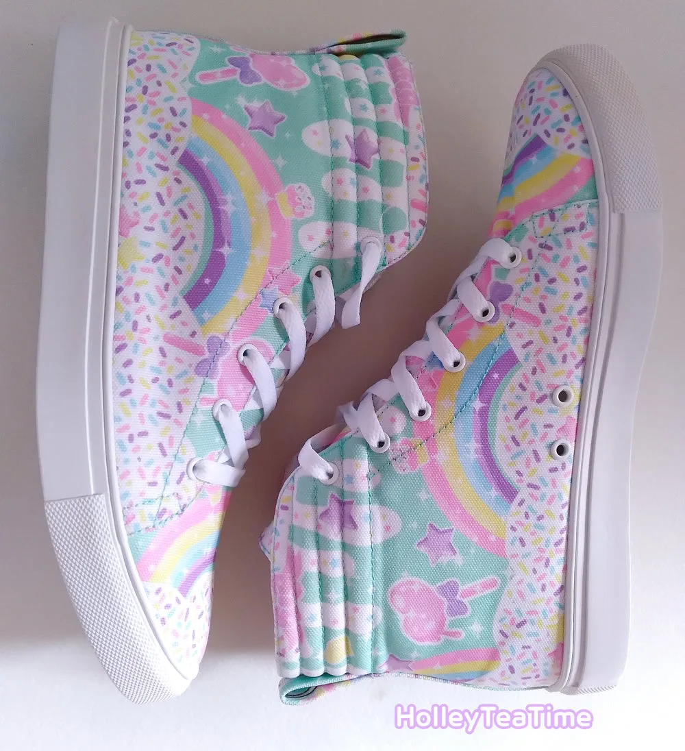 Rainbow Sweets Mint Women's Hi-Top Sneakers [Made To Order]