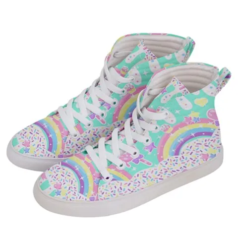 Rainbow Sweets Mint Women's Hi-Top Sneakers [Made To Order]