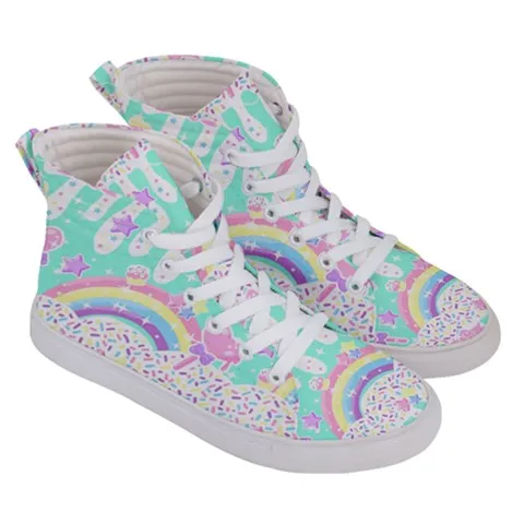 Rainbow Sweets Mint Women's Hi-Top Sneakers [Made To Order]