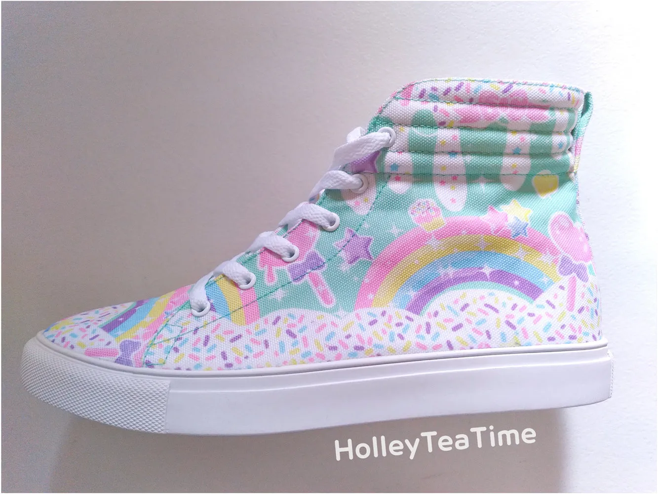 Rainbow Sweets Mint Women's Hi-Top Sneakers [Made To Order]