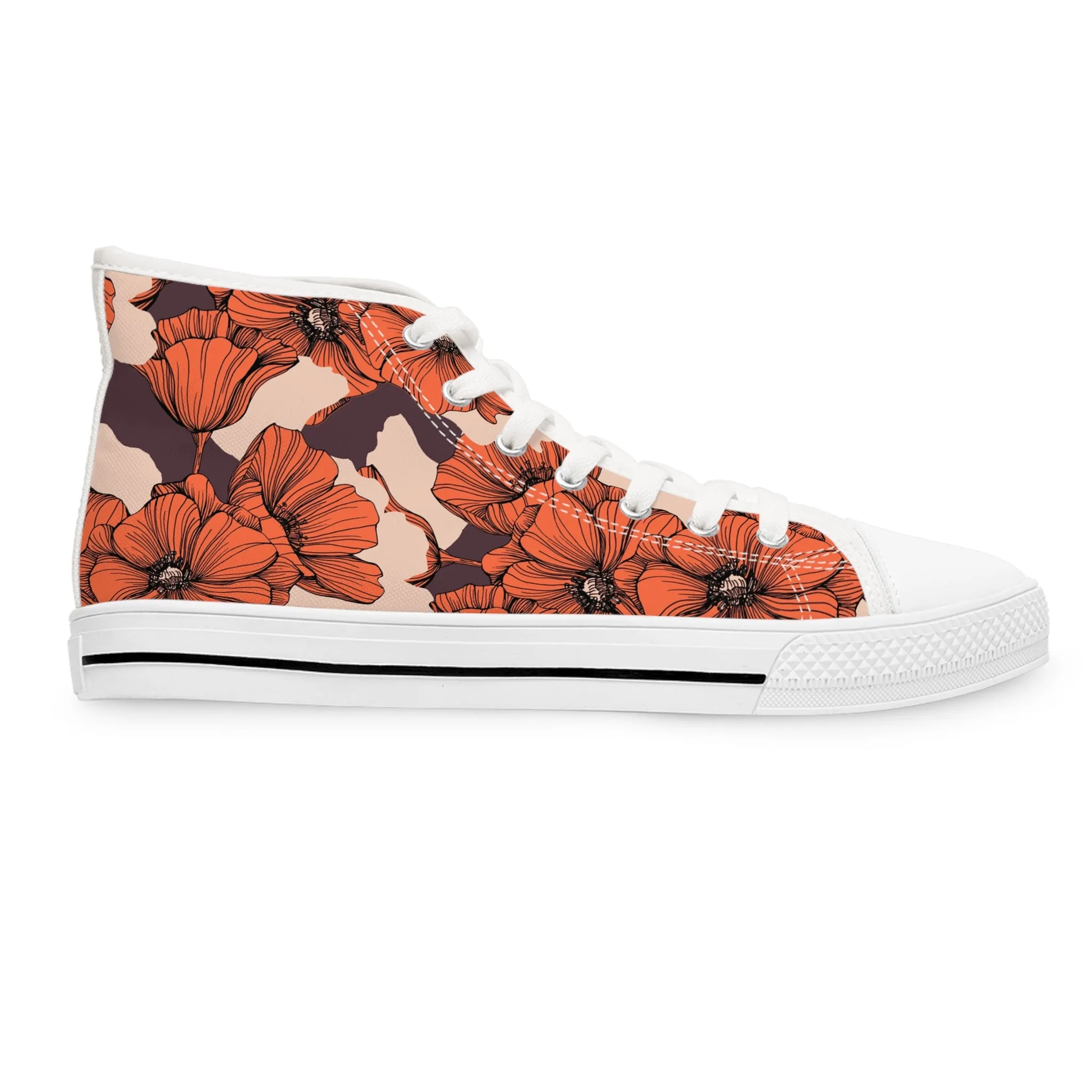 Red Poppy Field Flowers Women's High Top Sneakers