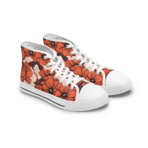 Red Poppy Field Flowers Women's High Top Sneakers