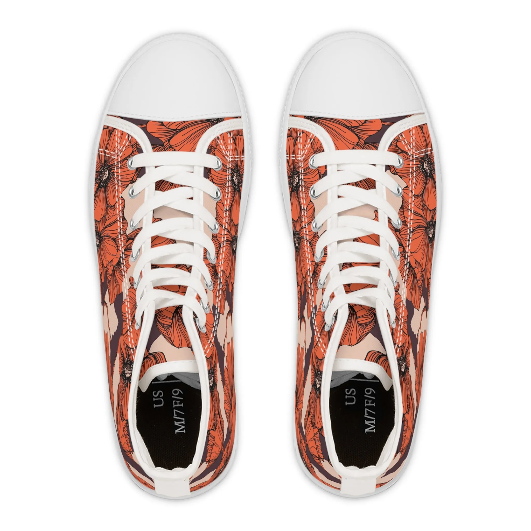 Red Poppy Field Flowers Women's High Top Sneakers