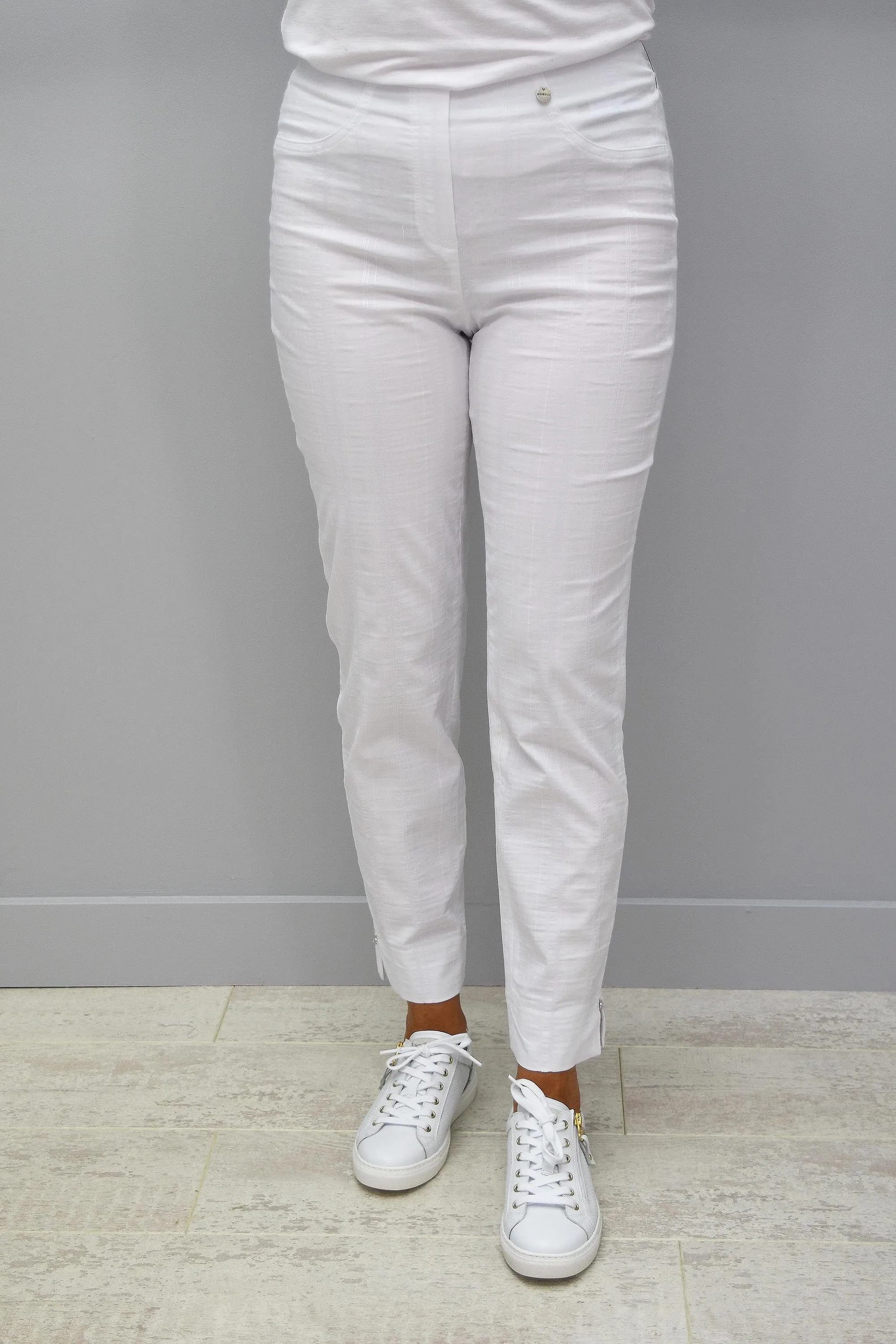 Robell bella 09 White Stripe Seersucker Trousers - 52642 54554 10