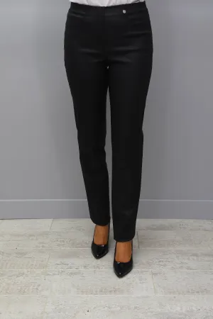 Robell Bella Black Faux Leather Full Length Trousers - 51559 54344 90