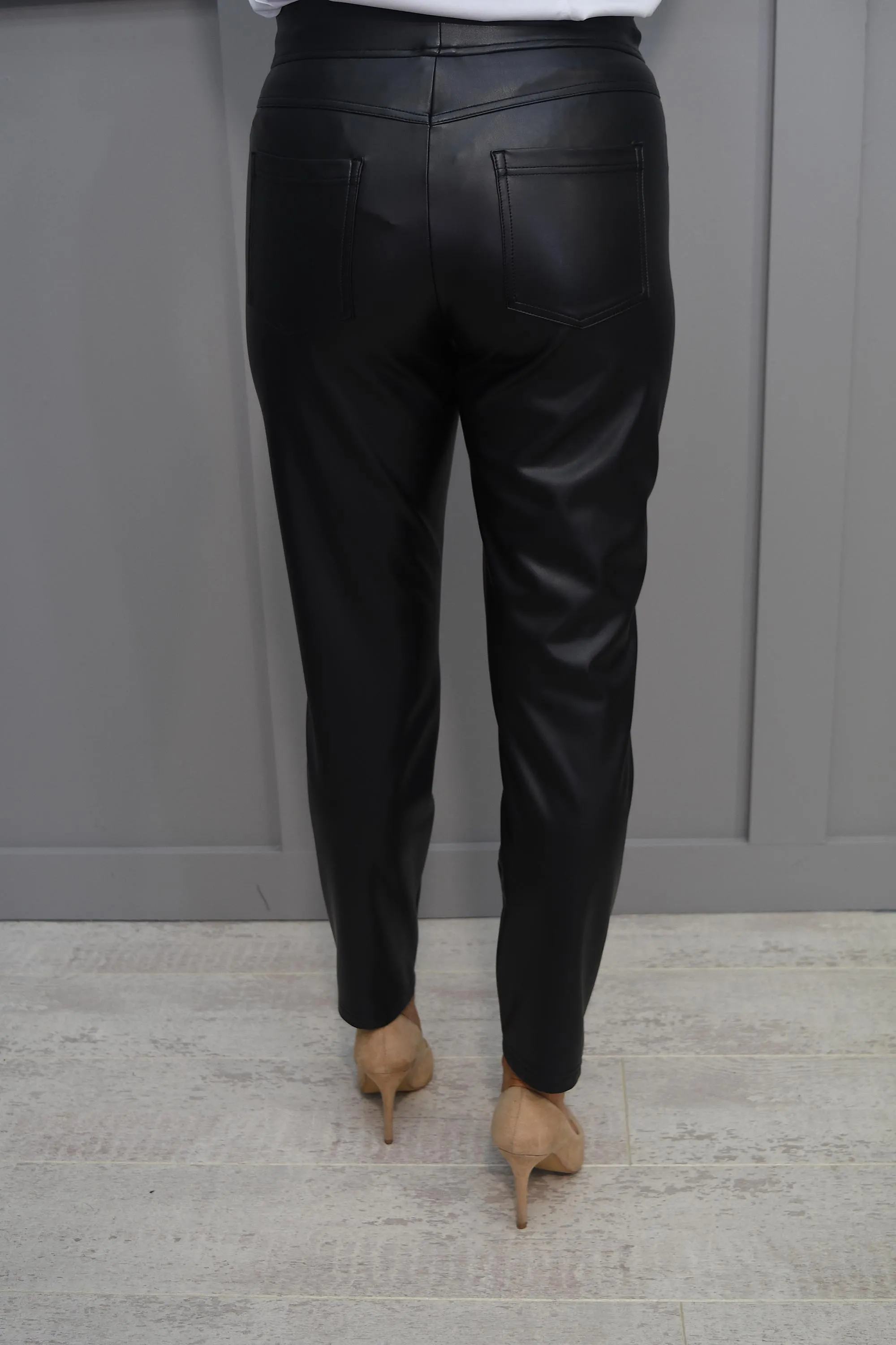 Robell Hygge Black Leatherette Trousers-53470 60042 90