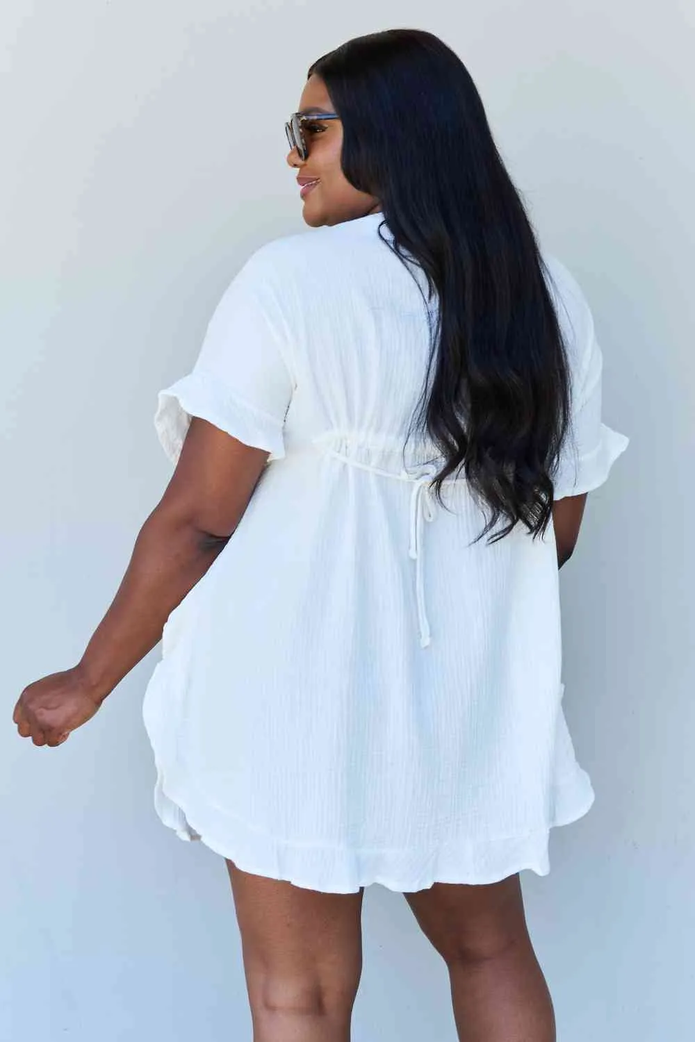 Ruffle Hem White Mini Dress