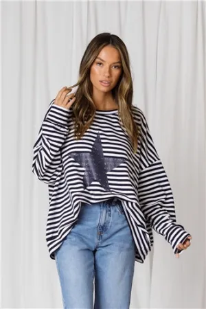 Sadie Stripe Star Navy Windcheater (EOFY SALE)