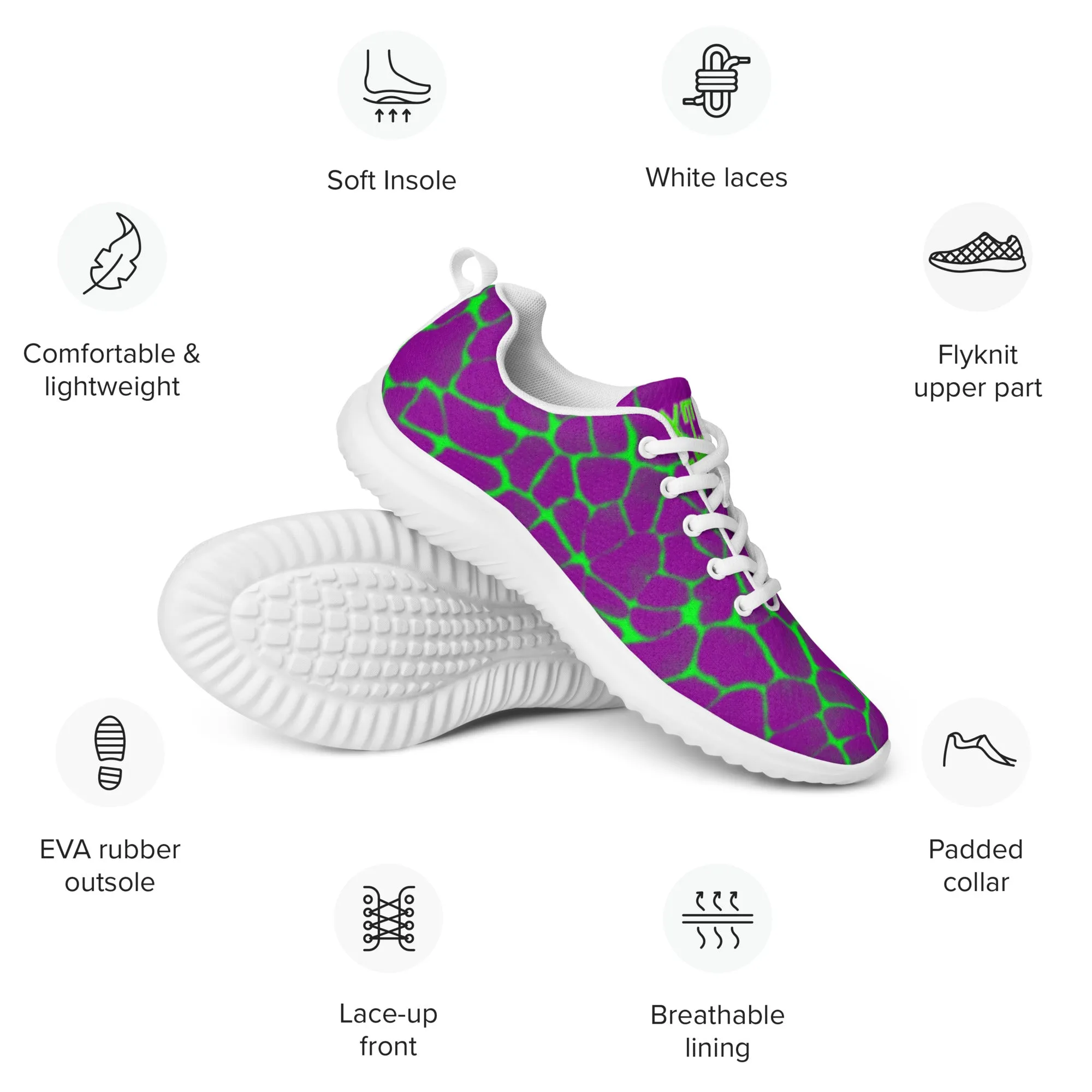 Sixty Eight 93 Lime Green & White Boa Purple Lime Women’s Athletic Shoes