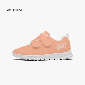 Sixty Eight 93 Logo White Peach Kids Lightweight Velcro Shoe