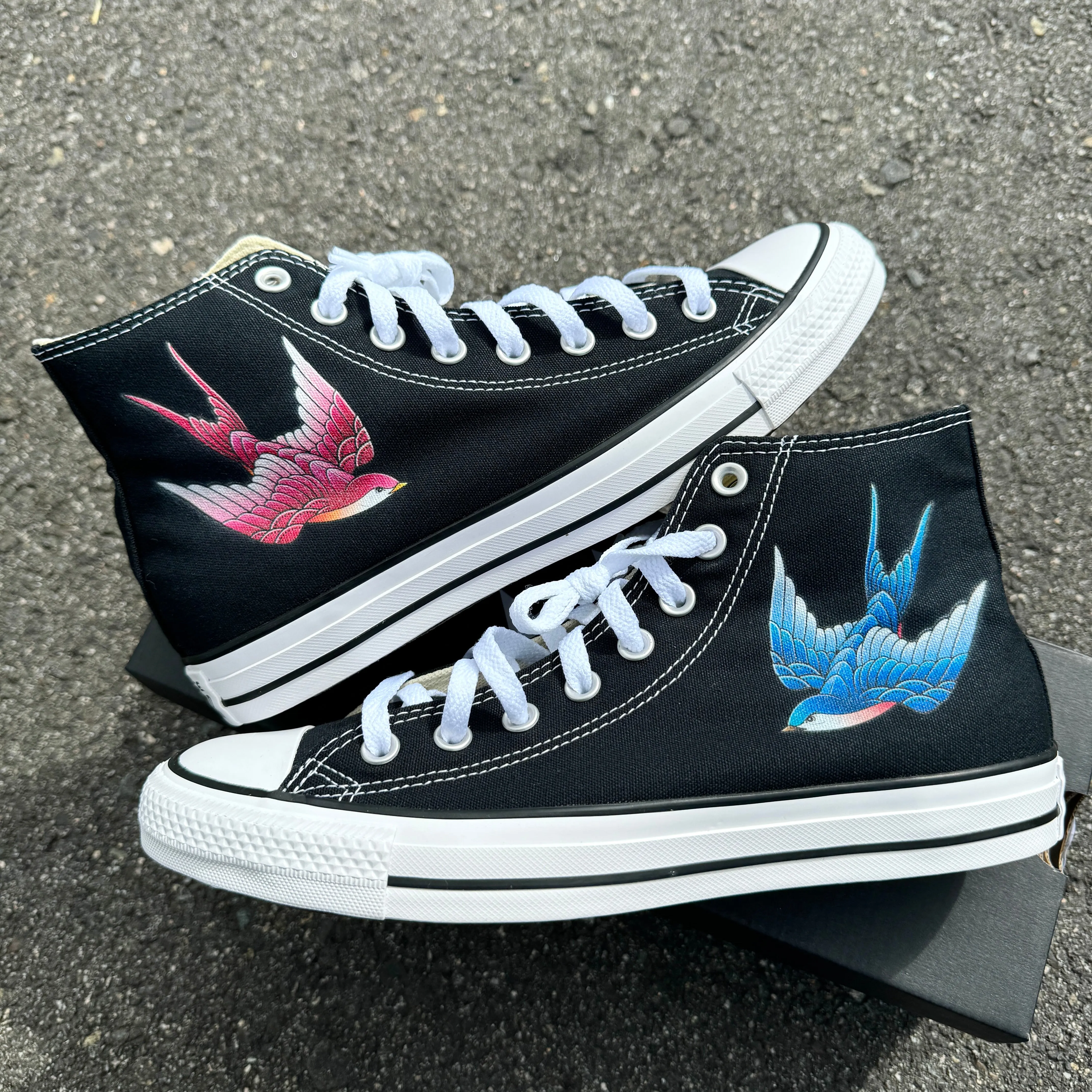 Sparrow - Custom Black High Tops