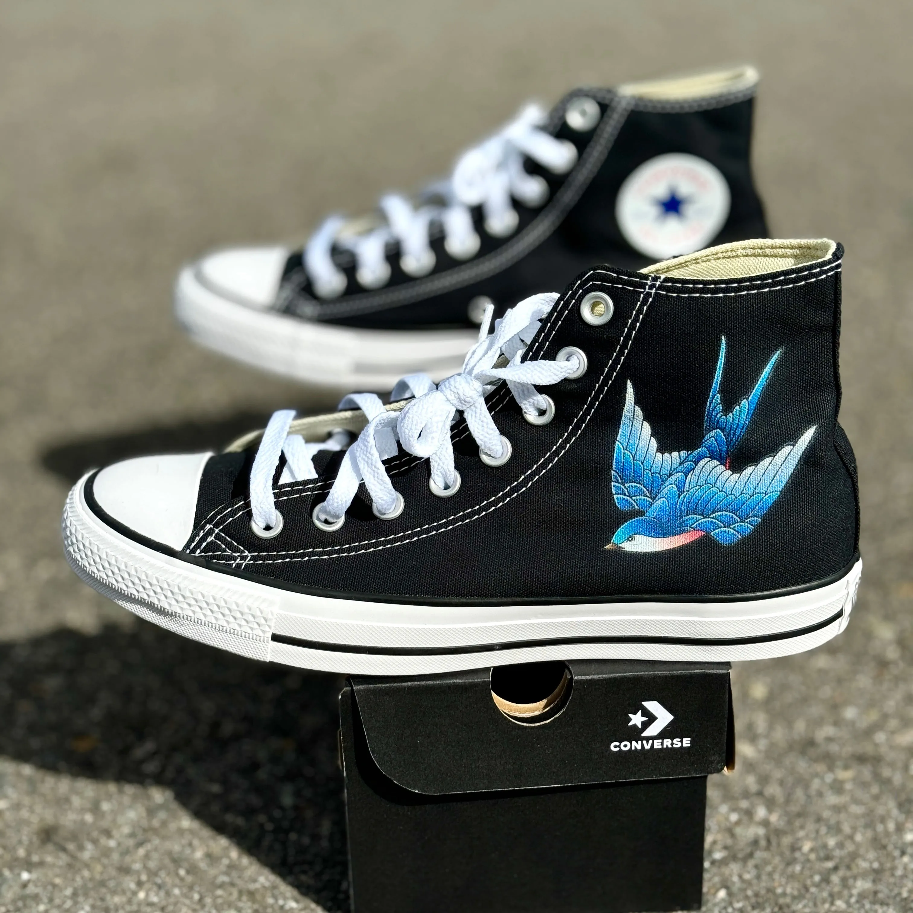 Sparrow - Custom Black High Tops