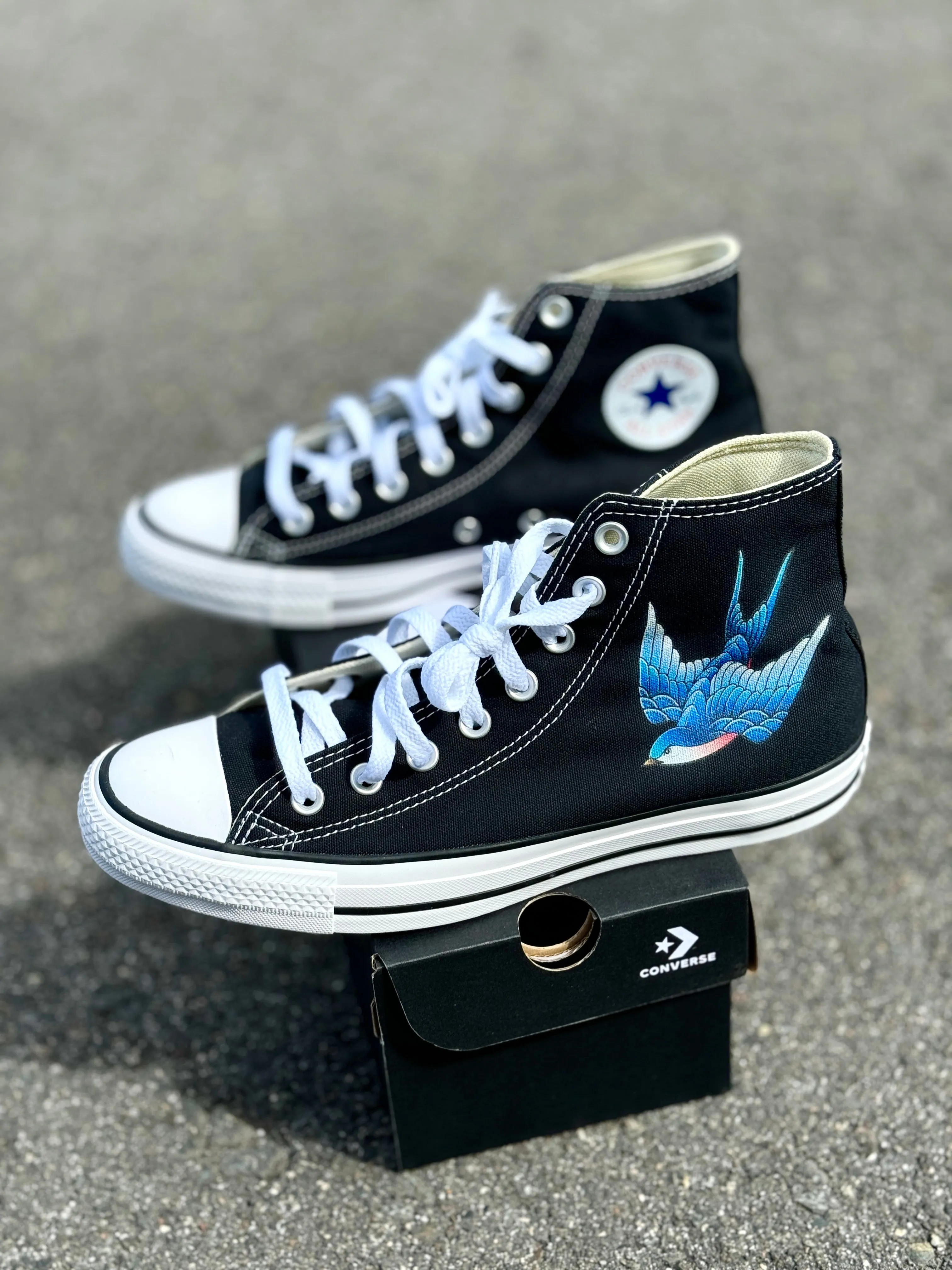 Sparrow - Custom Black High Tops