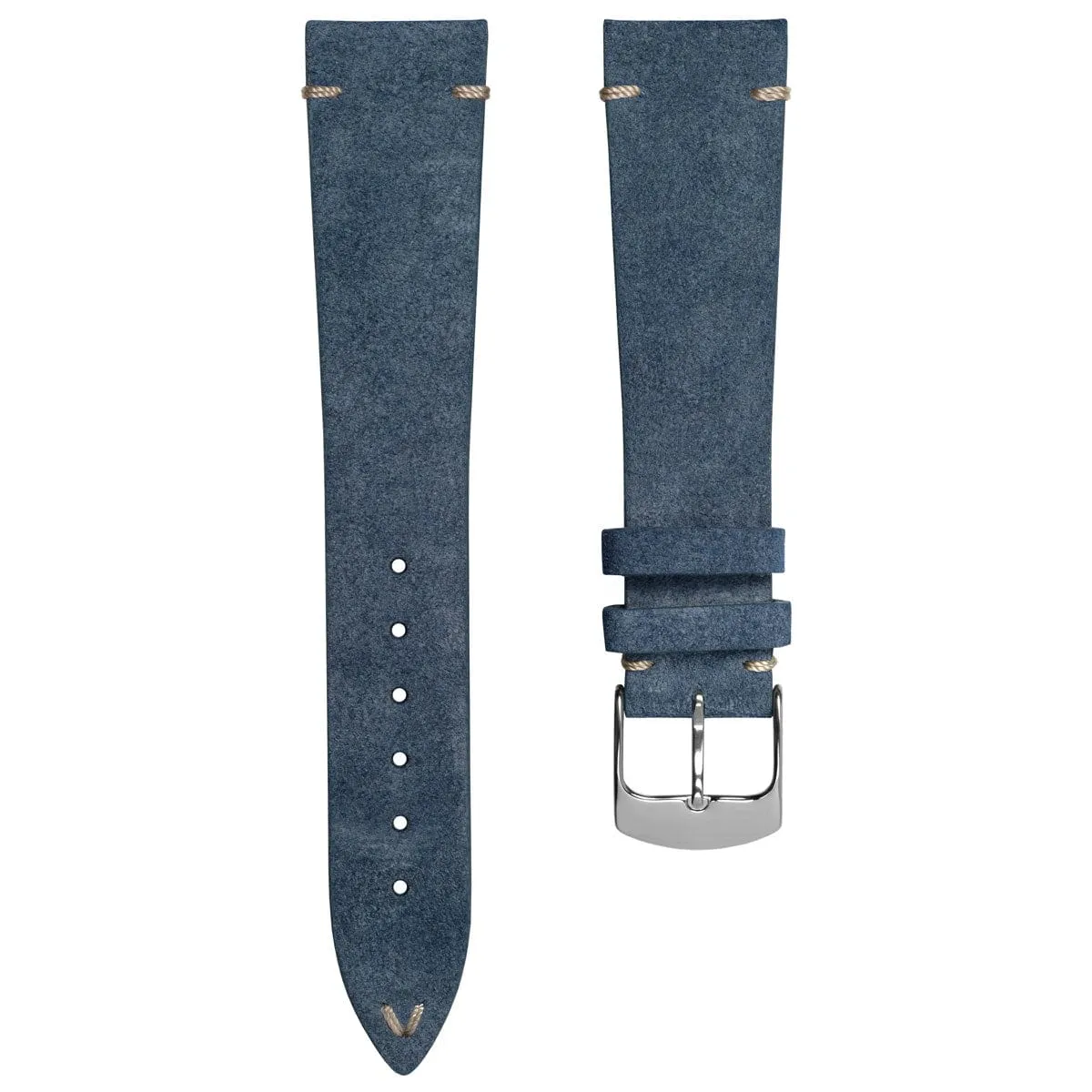 Stanway Vintage V-Stitch Conceria Opera Suede Dress Watch Strap - Blue