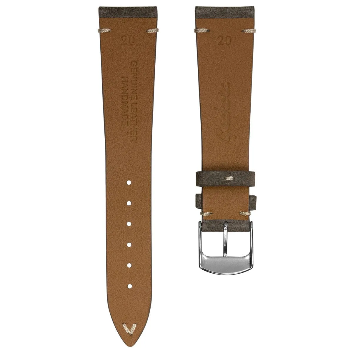 Stanway Vintage V-Stitch Conceria Opera Suede Dress Watch Strap - Brown