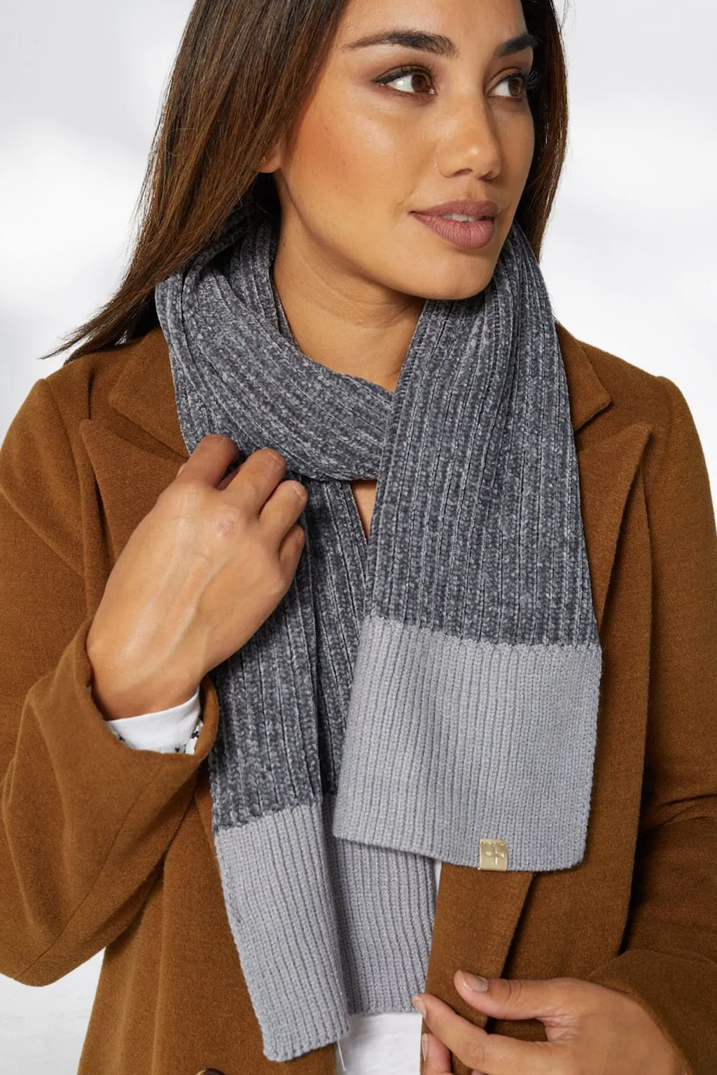 Stella and Gemma Chenille Scarf Grey