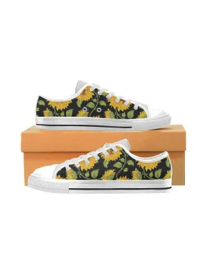 SUNFLOWERS BLACK Kid's Canvas Sneakers