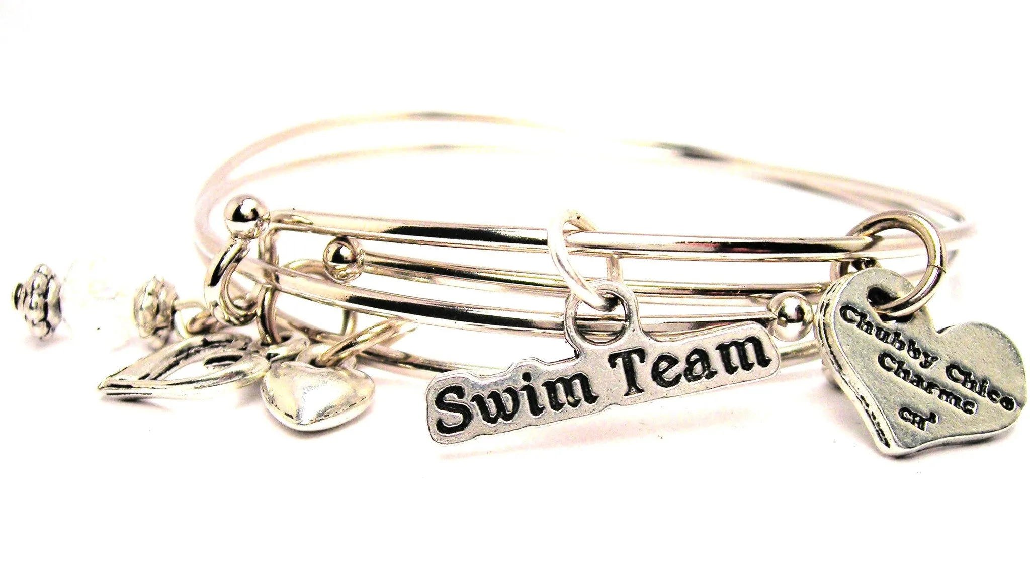 Swim Team Stylized Expandable Bangle Bracelet Set