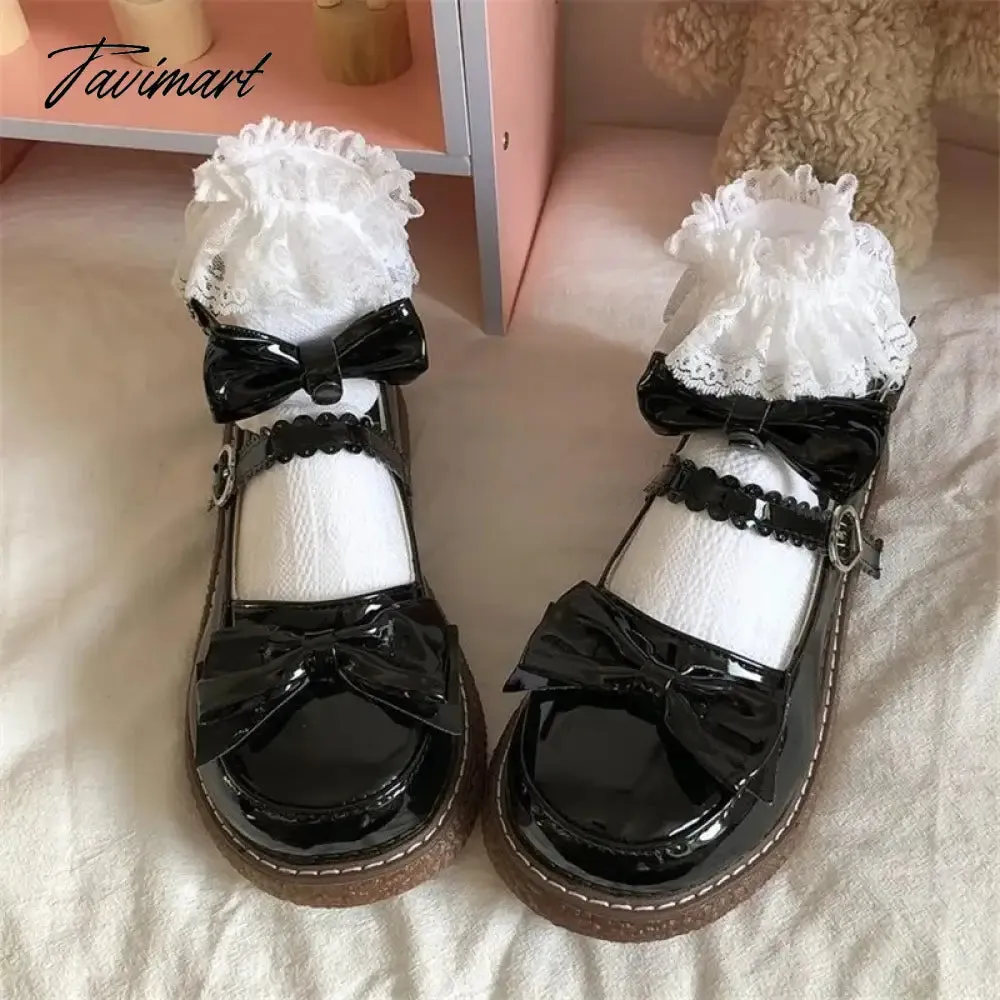 TAVIMART  -  Kawaii Japanese Pu Leather Shoes Girl Round Head Female Anime Cosplay Harajuku Cute Student Soft Girl Uniform Jk Lolita Shoes