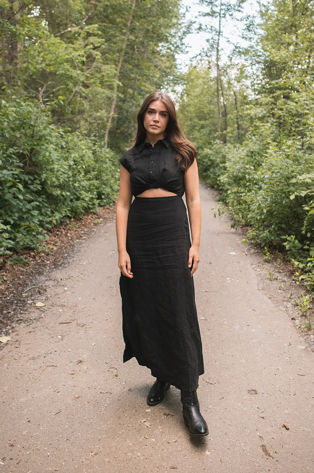 The All You Need Linen Maxi Dress - Black