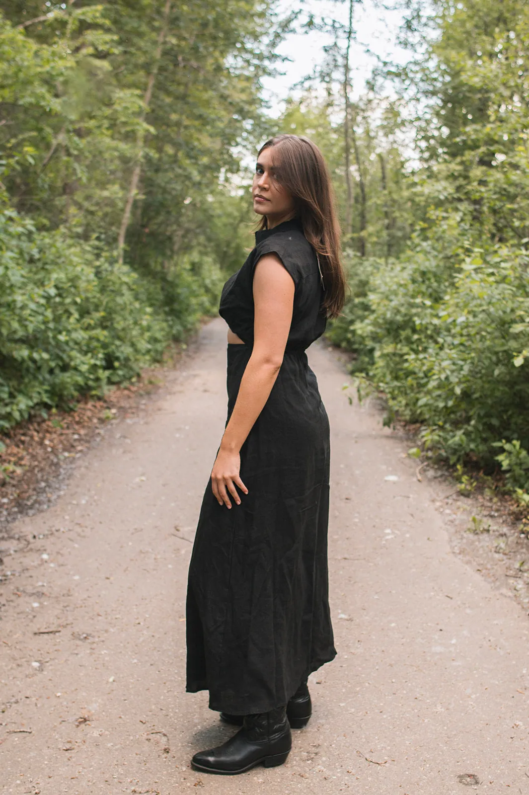 The All You Need Linen Maxi Dress - Black