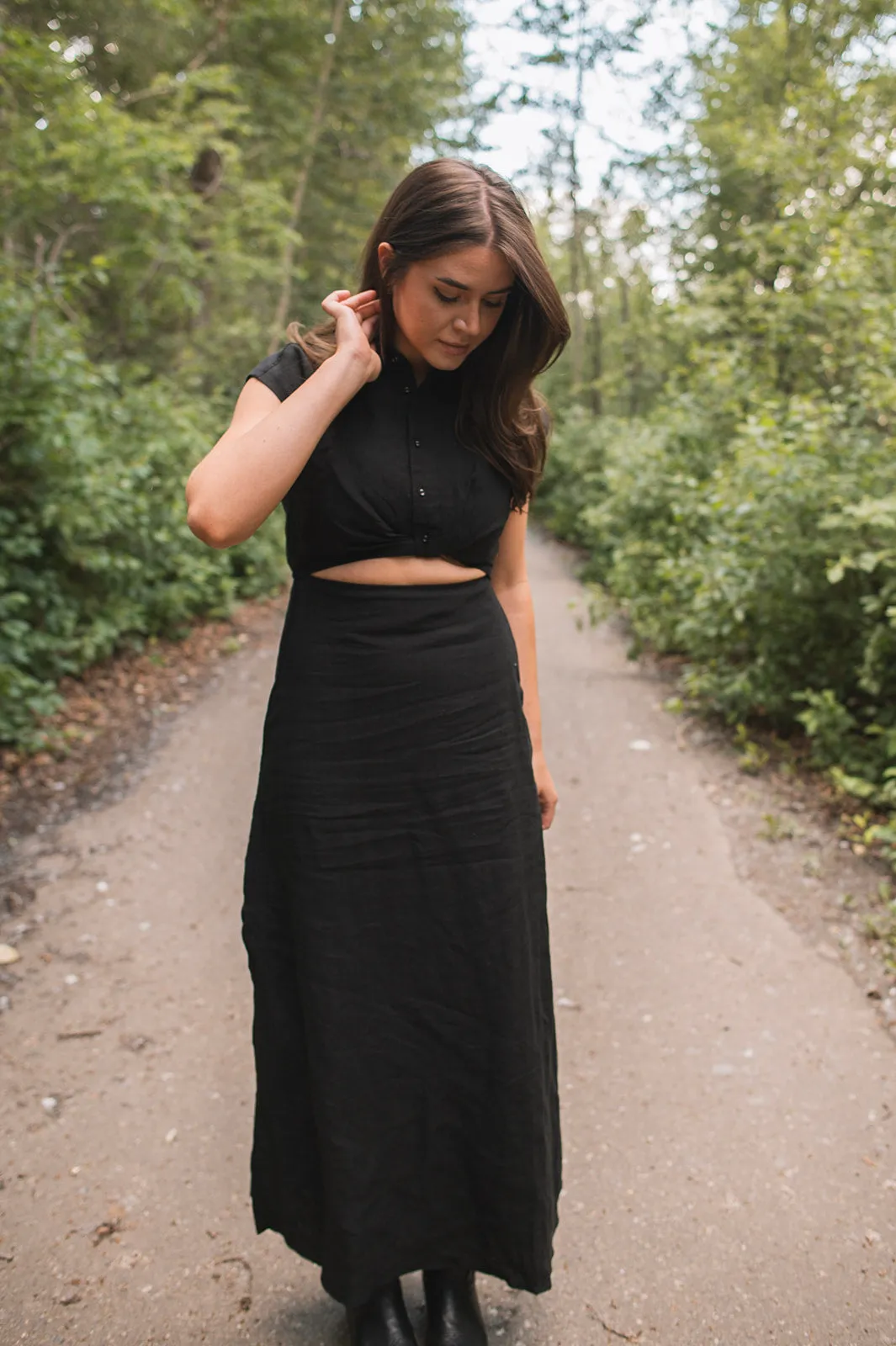 The All You Need Linen Maxi Dress - Black