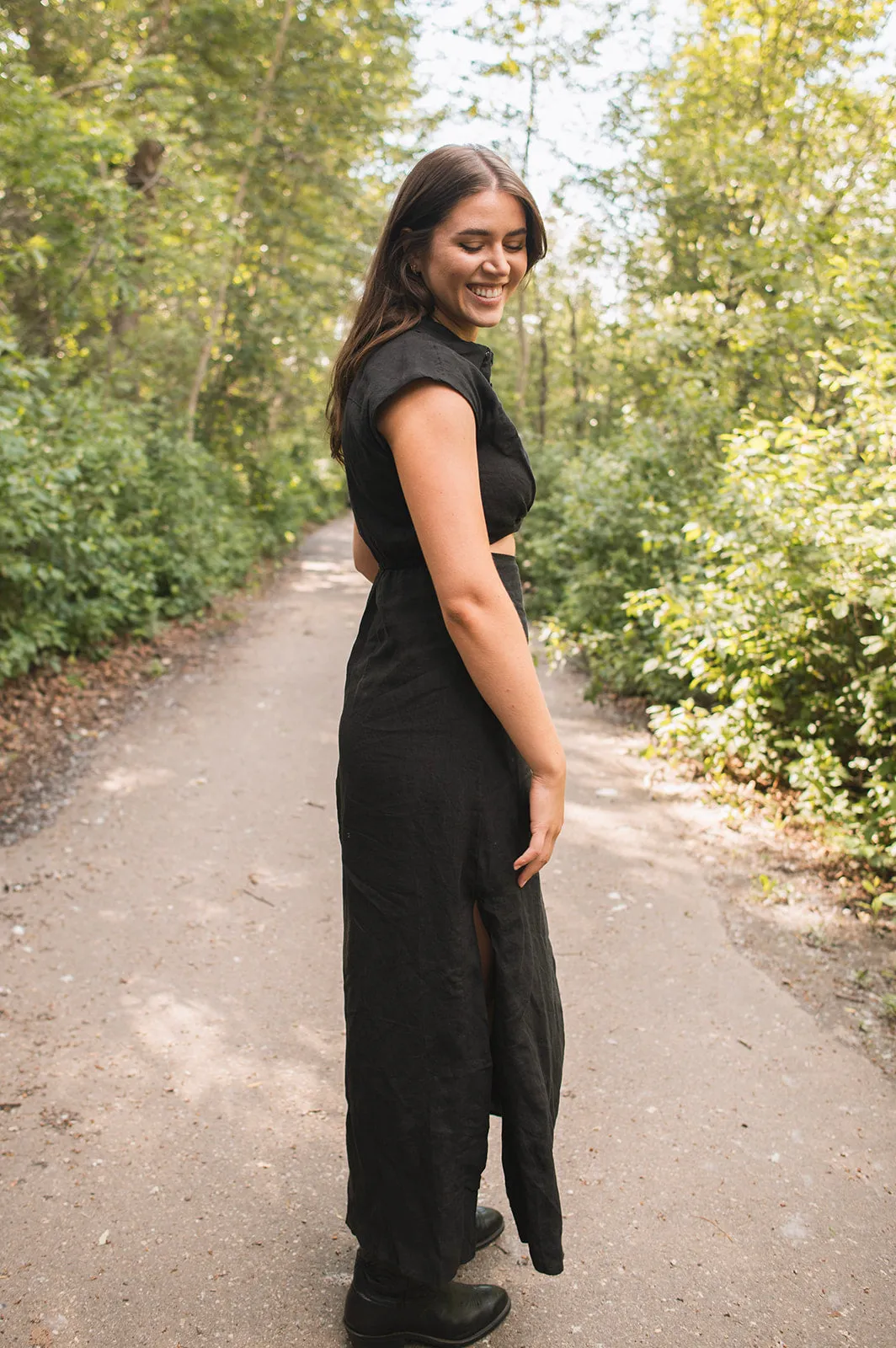 The All You Need Linen Maxi Dress - Black