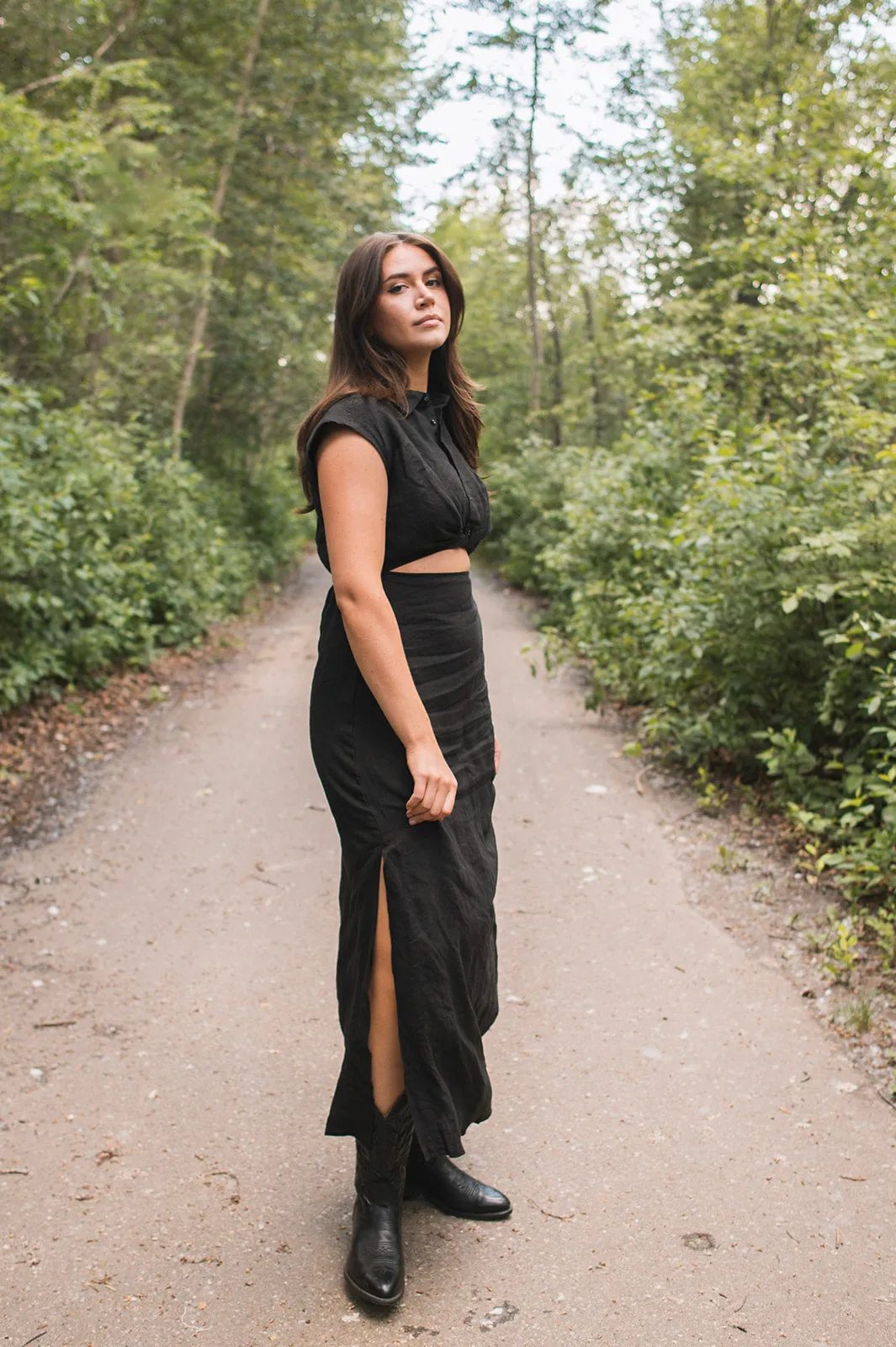 The All You Need Linen Maxi Dress - Black