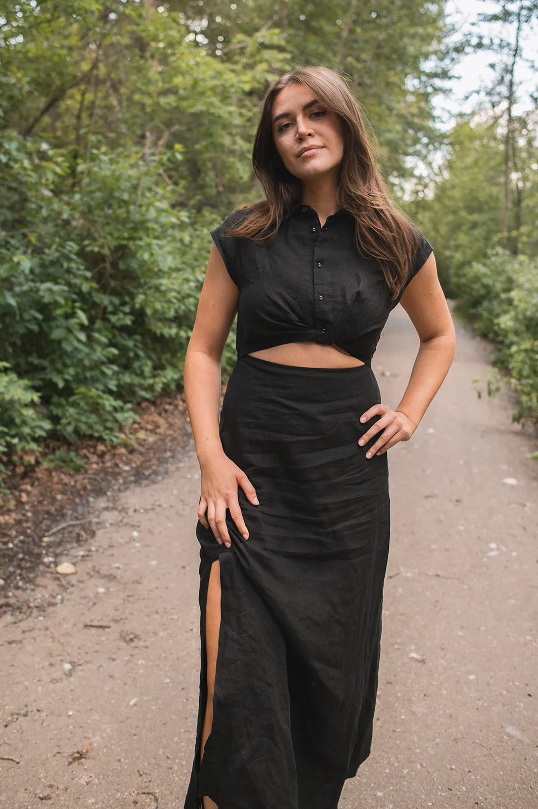 The All You Need Linen Maxi Dress - Black