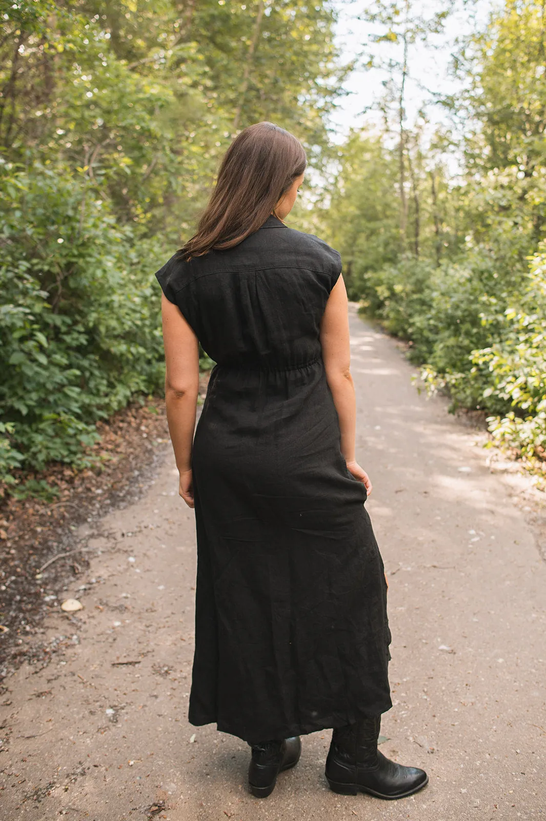 The All You Need Linen Maxi Dress - Black